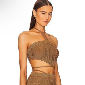 Michael Costello Brown Knit Crop Top